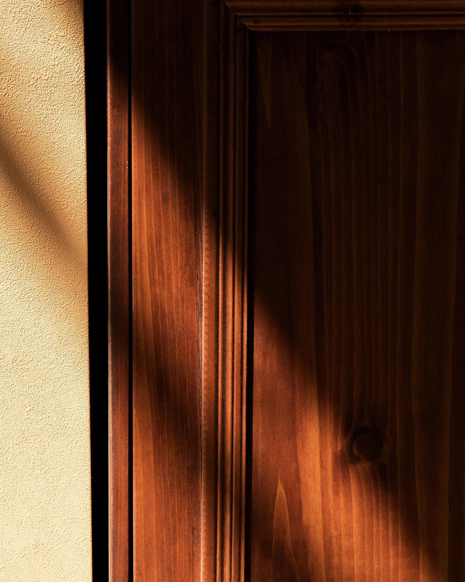 Sunlit wooden entrance